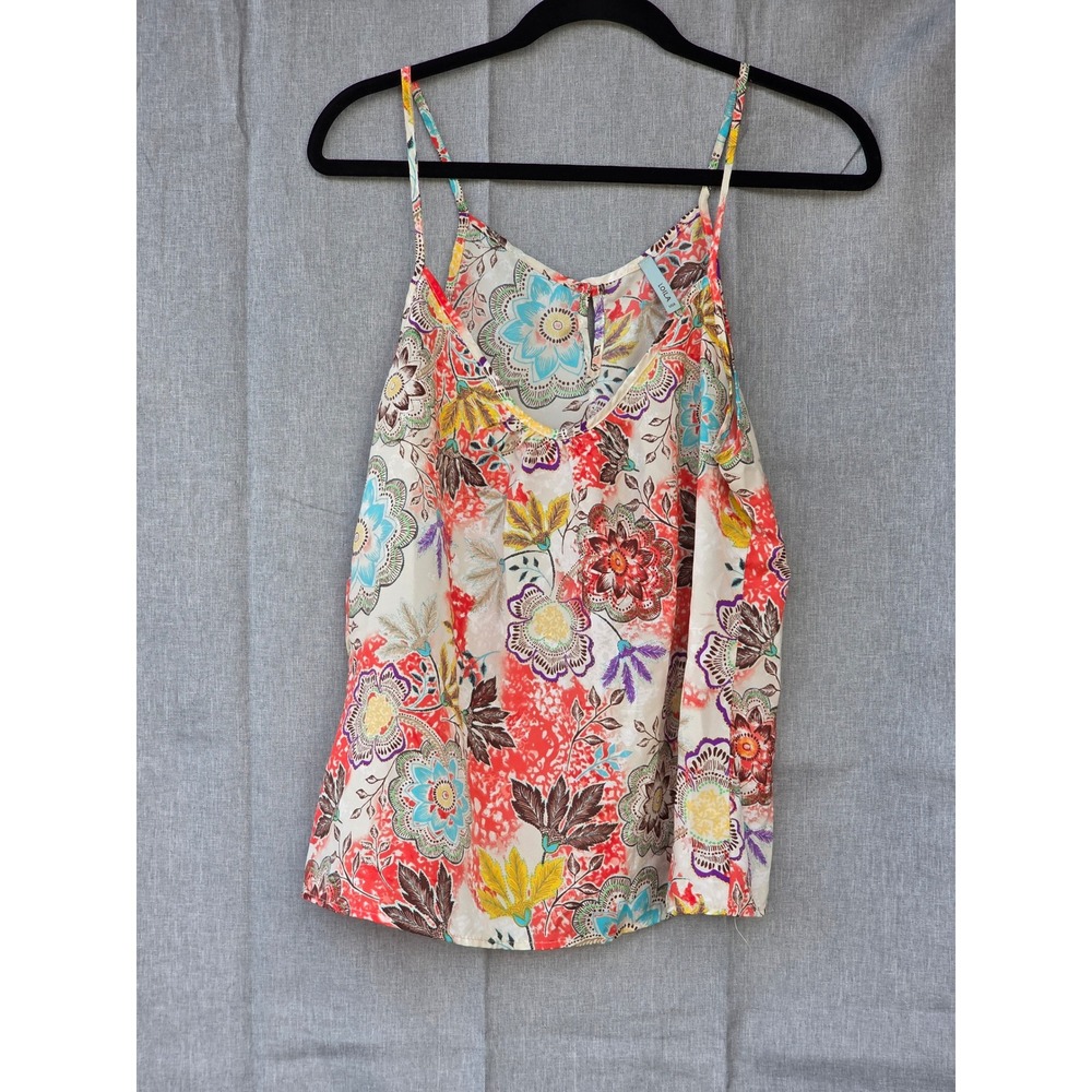 Loila USA Floral Paisley Camisole Tank Top Multi Color Boho Spaghetti Strap S